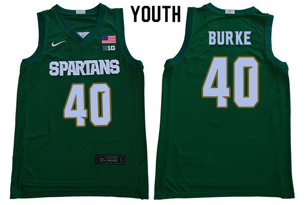 2019-20 Youth #40 Braden Burke Michigan State Spartans College Basketball Jerseys Sale-Green
